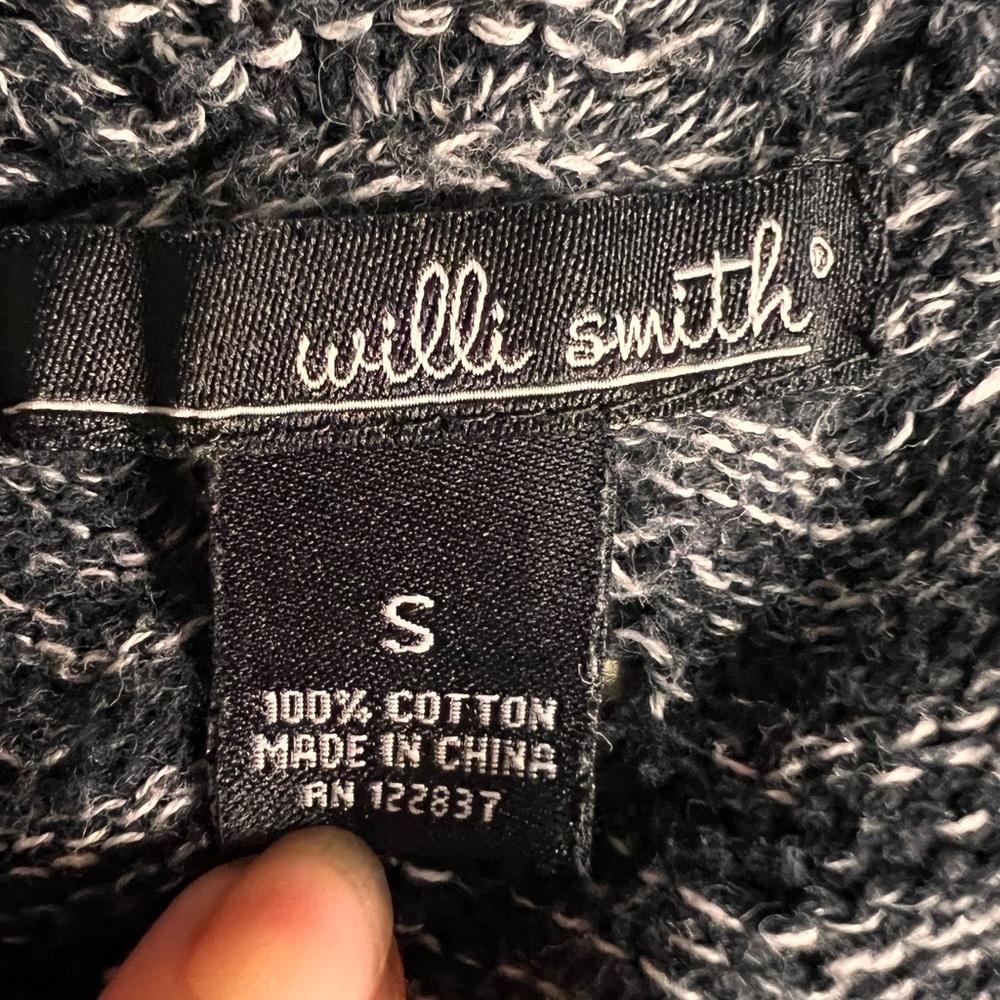 SOLD 1/28 Willi Smith Black & White Open Knit Cardigan - Picture 10 of 12